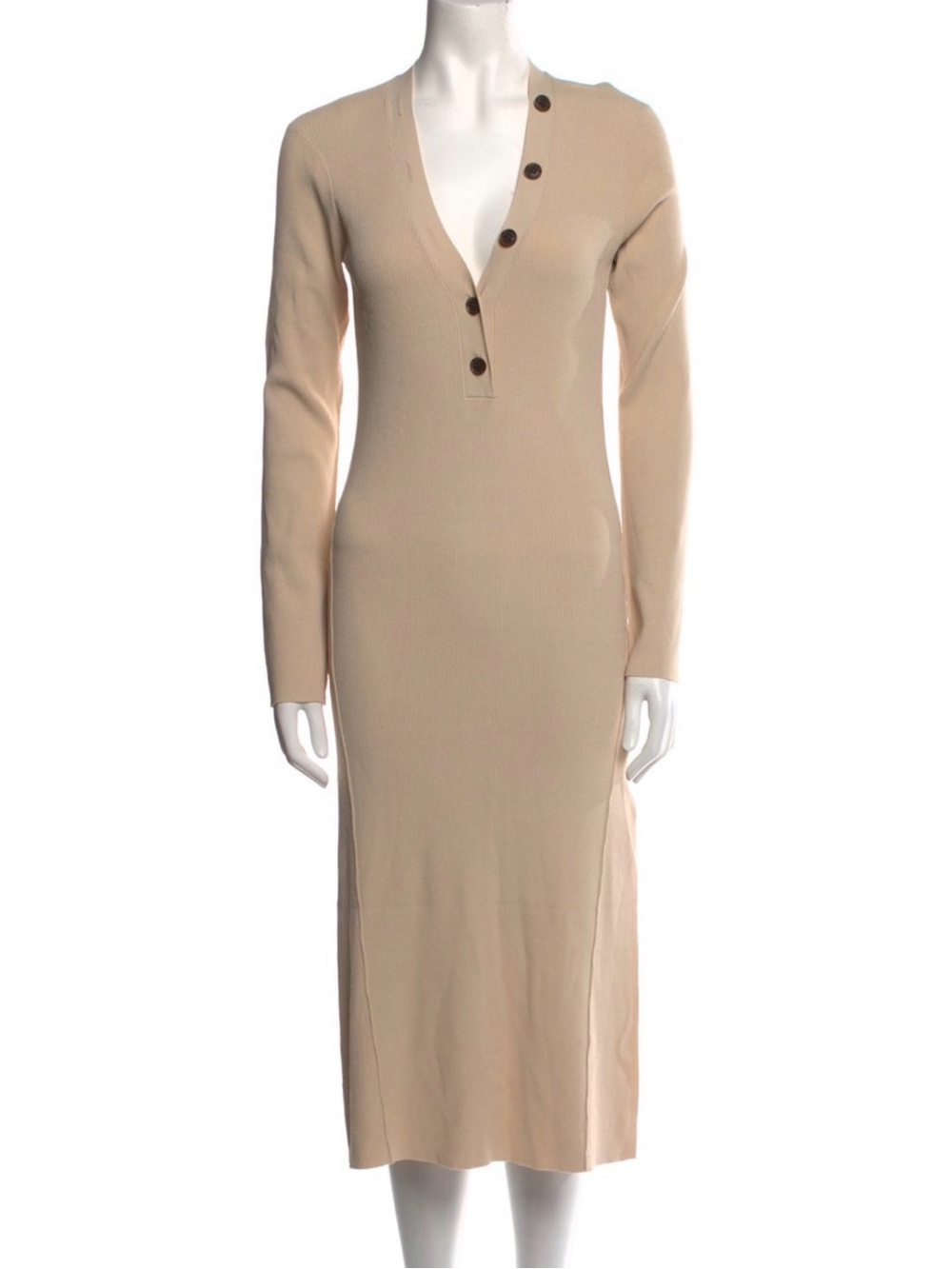 FRAME Rib-Knit Henley Dress